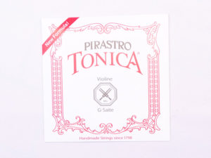 Cordes "Pirastro Tonica" pour violon. Disponible de la la taille 1/8 à la taille 3/4 en jeu ou à l'unité.